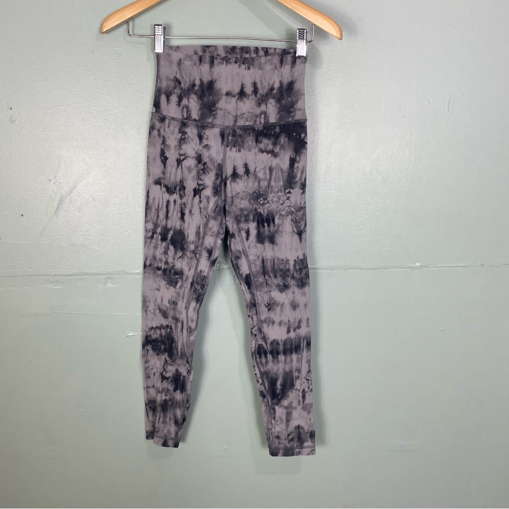 Lululemon Leggings Black‎ Gray Align Game Day Tie Dye Sz 4 25"